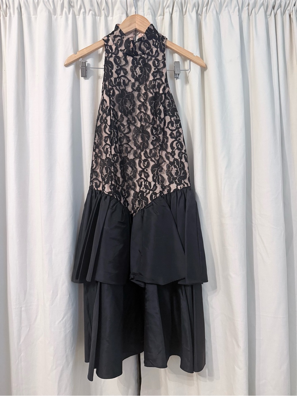 Black Lace Halter High-Low Dress ZUM ZUM 80’s Dress